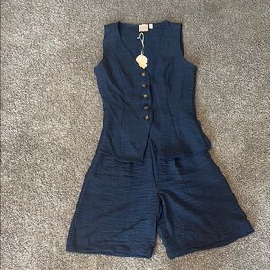 Evan Picone Blue Jumpsuit with Tailored Fit